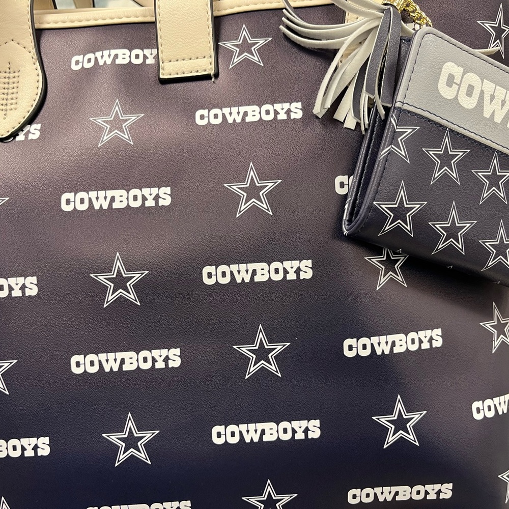 Cowboys Logo Navy Blue Tote Bag with Coin Pouch